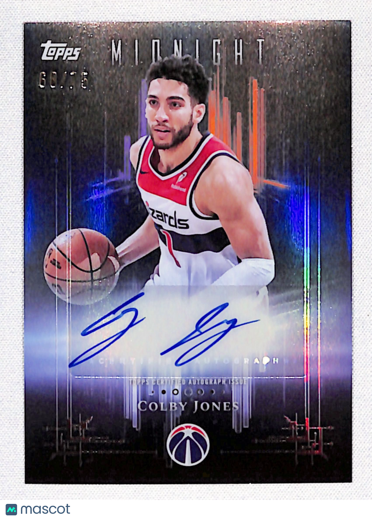 Colby Jones 2025-26 Topps Midnight Dark Marks Signatures Dusk #DM-CJ #/75