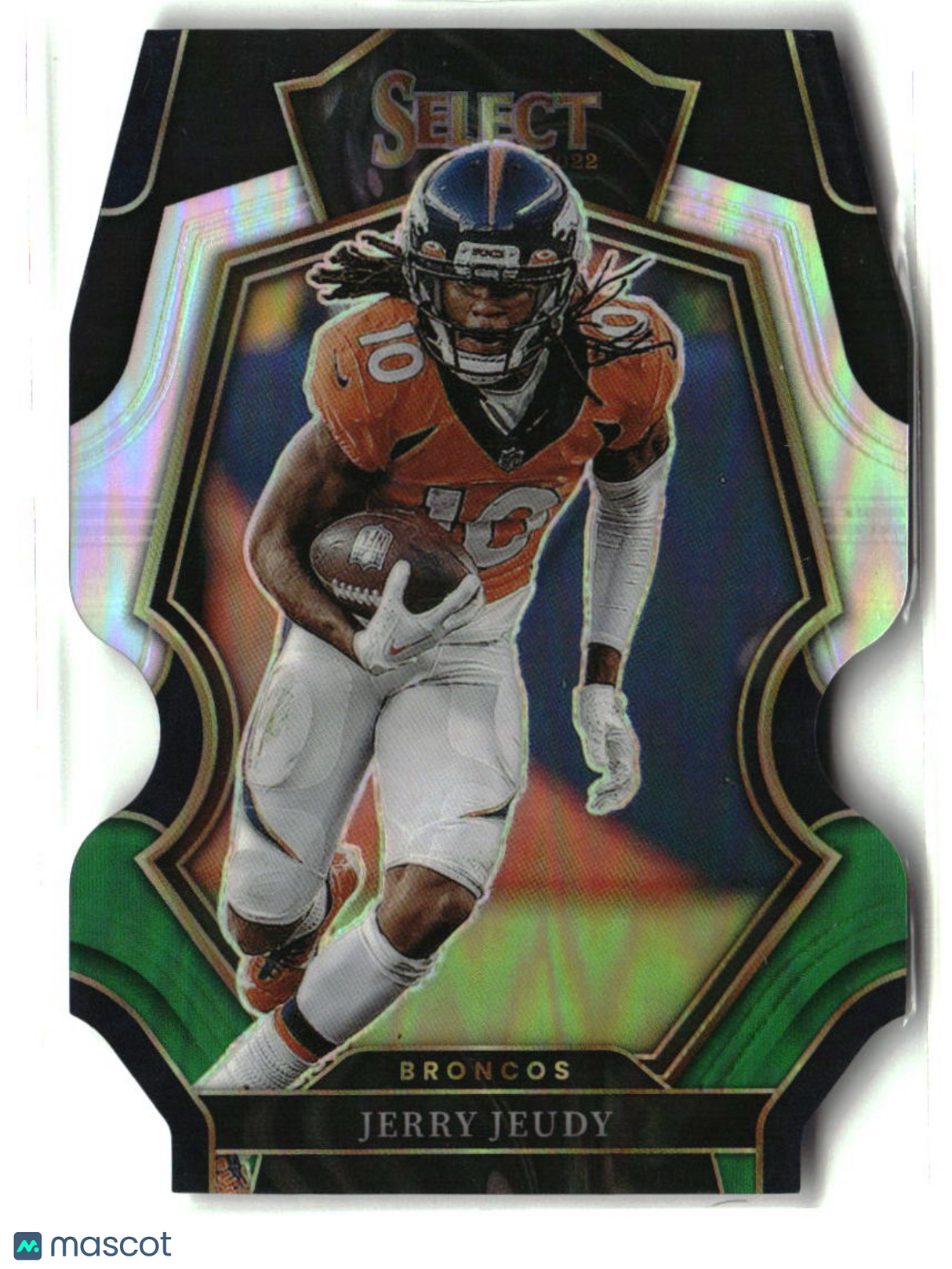 Jerry Jeudy 2022 Panini Select Black and Green Prizm Die Cut #132