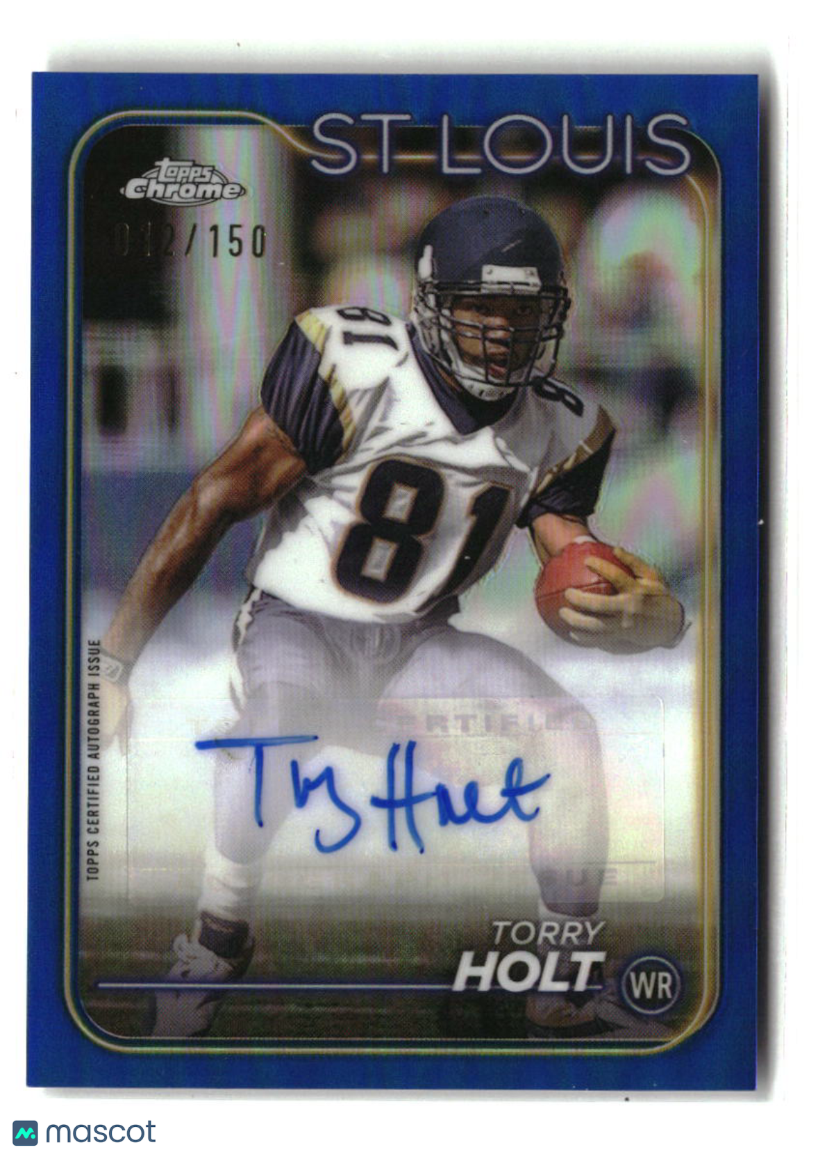 Torry Holt 2024 Topps Chrome Autographs Blue Refractor #BA-THO #/150