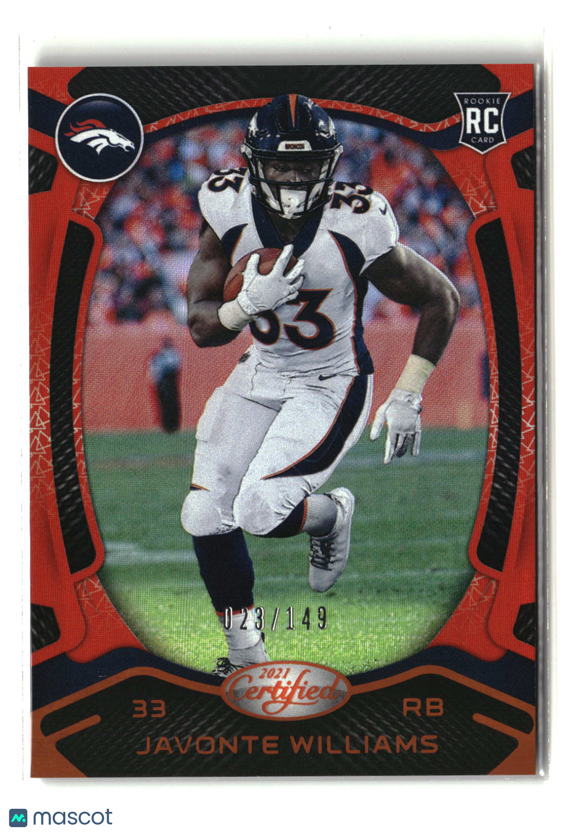 Javonte Williams 2021 Panini Certified Mirror Orange #115 #/149