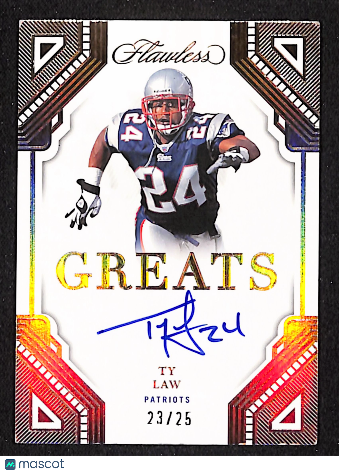 Ty Law 2023 Panini Flawless Greats #G-TLA #/25