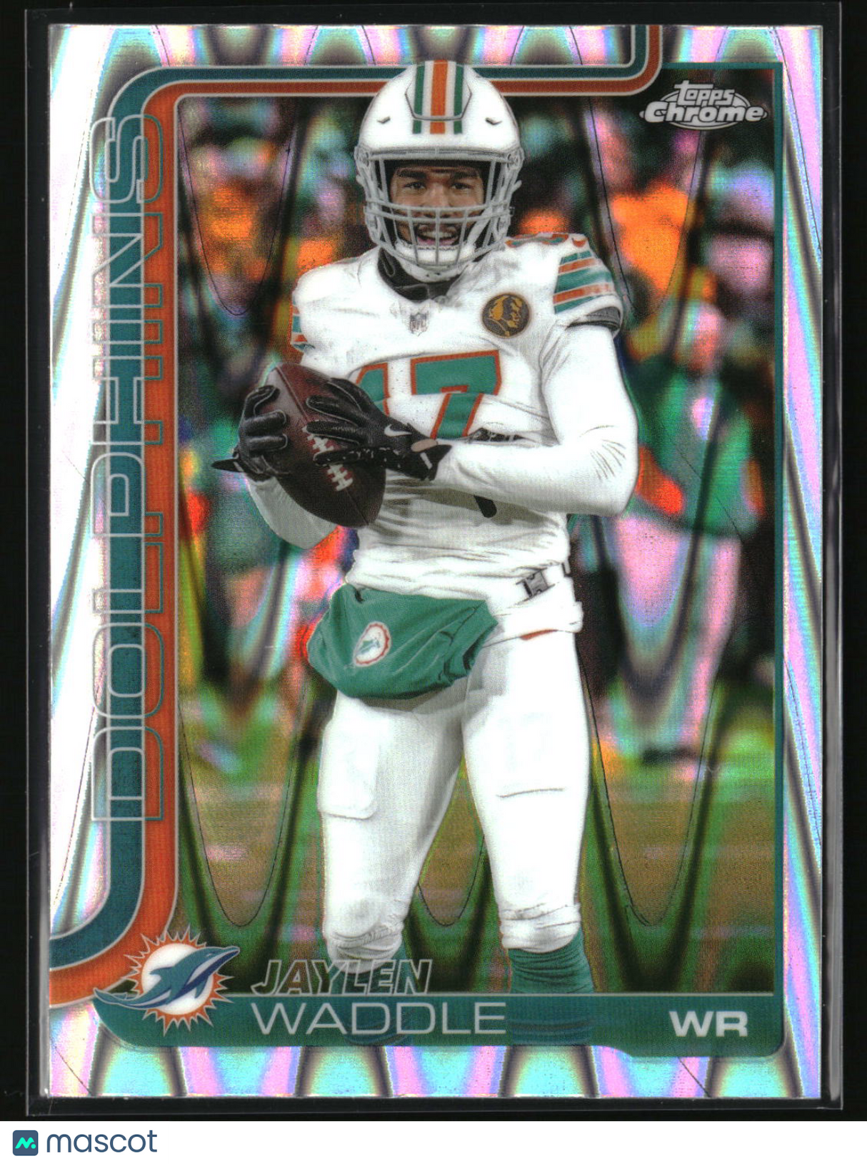 Jaylen Waddle 2025 Topps Chrome Ray Wave Refractor #186