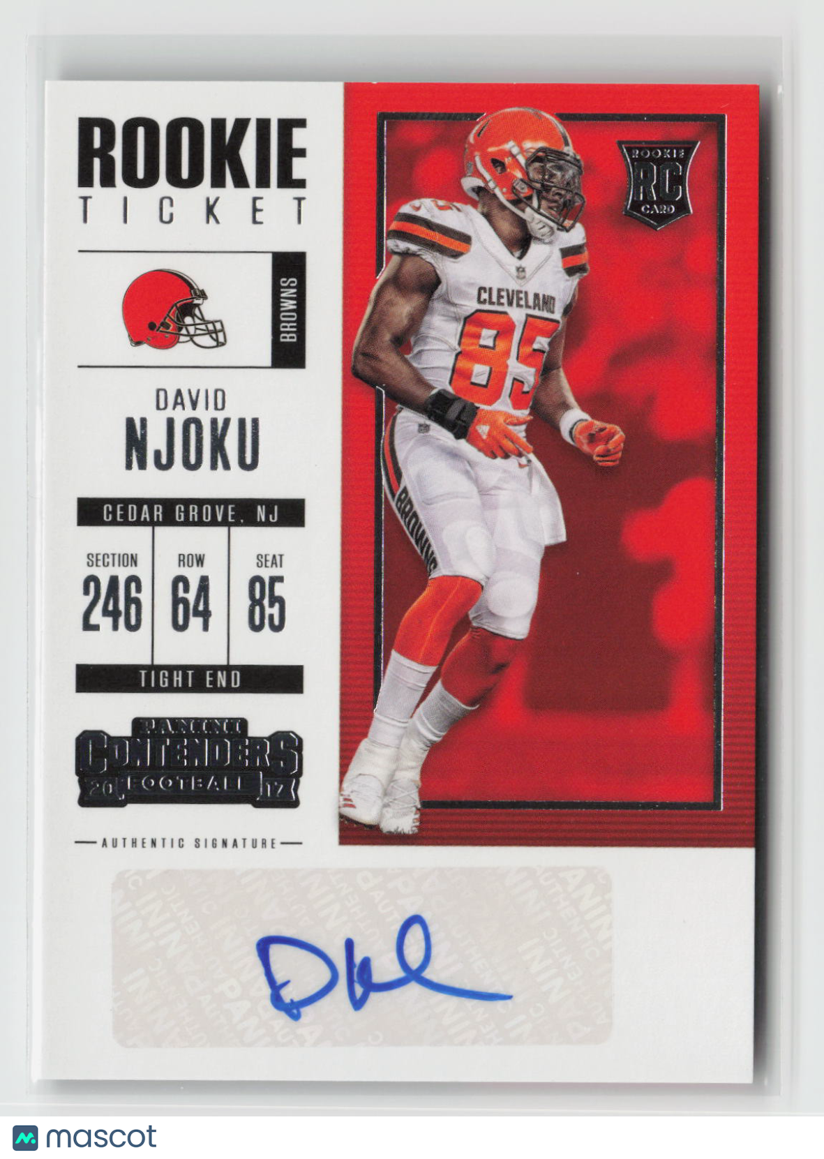 David Njoku 2017 Panini Contenders - Rookie Ticket Autographs #114