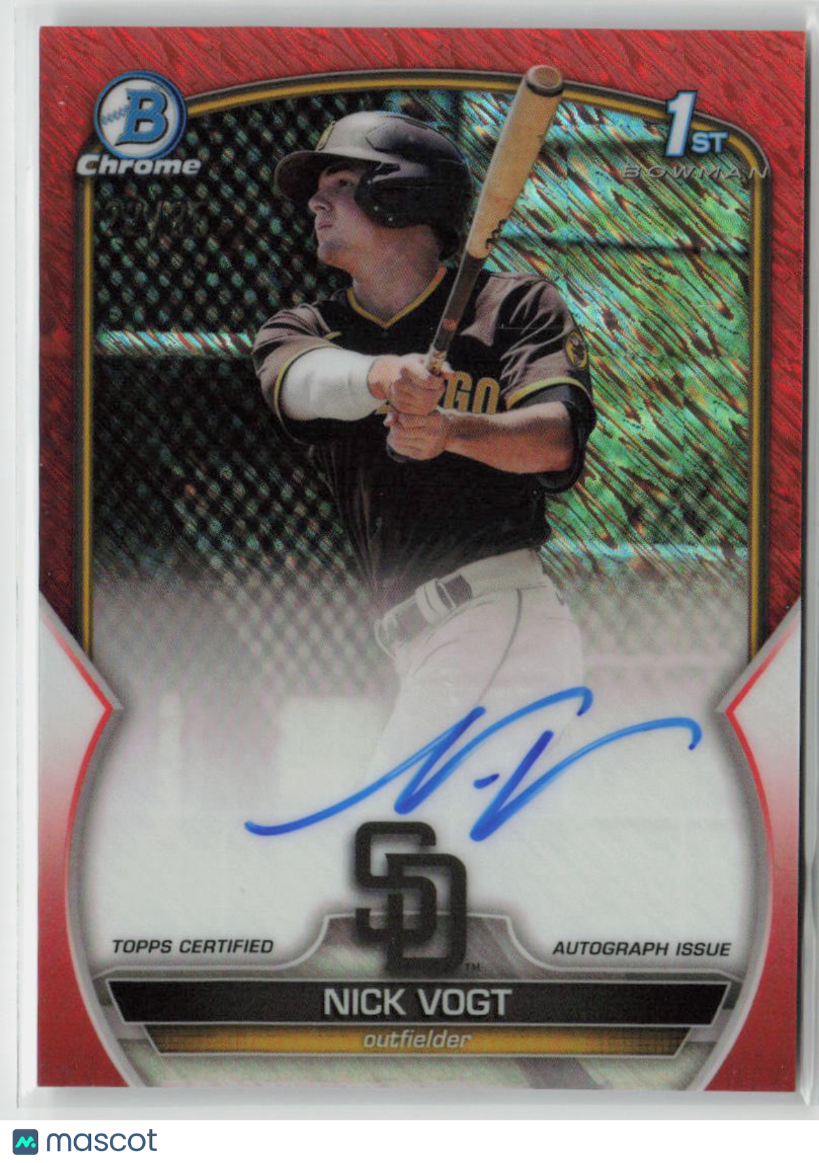 Nick Vogt 2023 Bowman Chrome Prospect Autographs Orange Shimmer #CPA-NV #/25