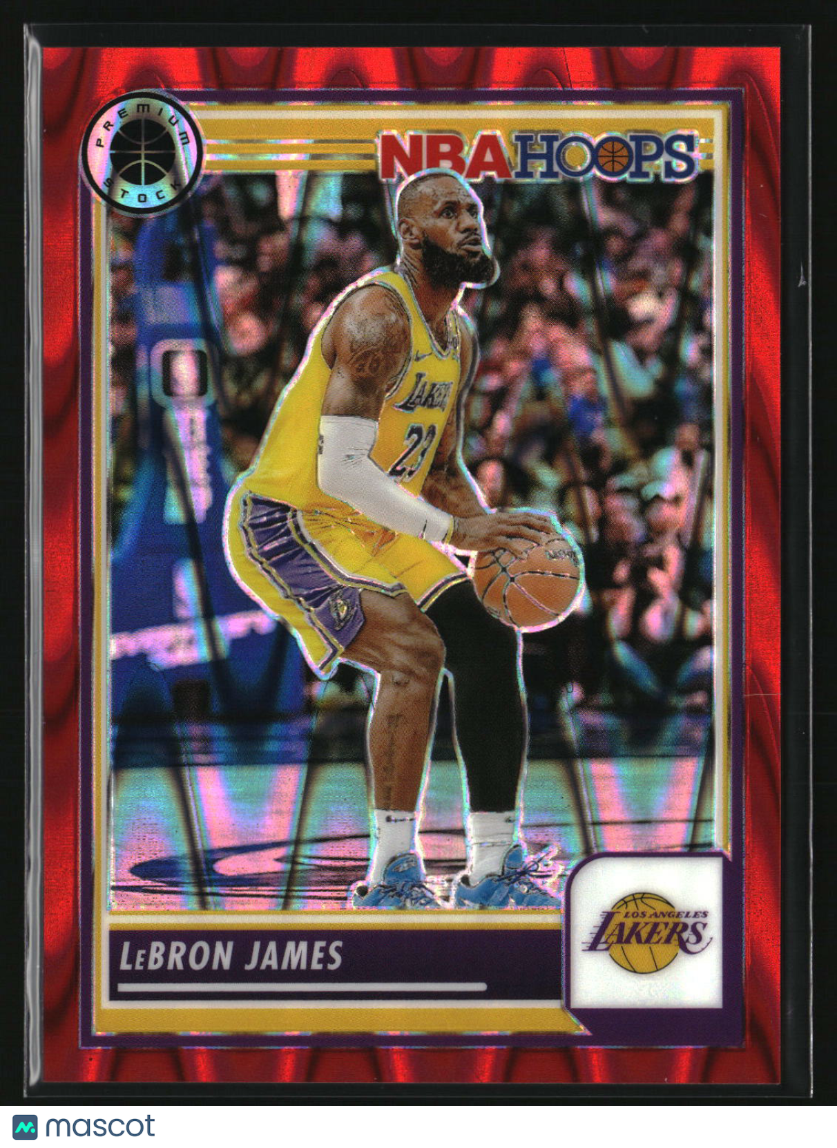 LeBron James 2023-24 Hoops Premium Stock Red Seismic Prizm #149 #/199