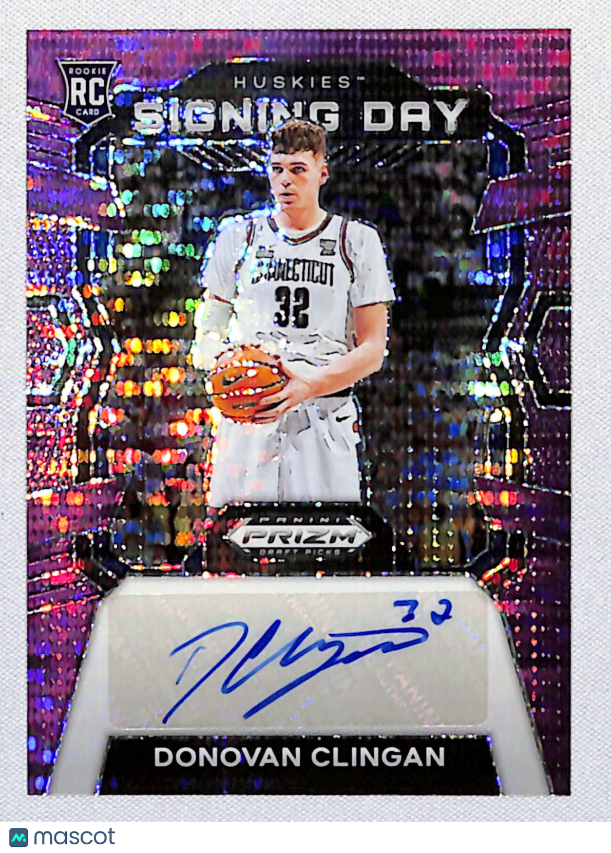 Donovan Clingan 2024 Prizm Draft Picks Signing Day Purple Pulsar #SD-DON #/15