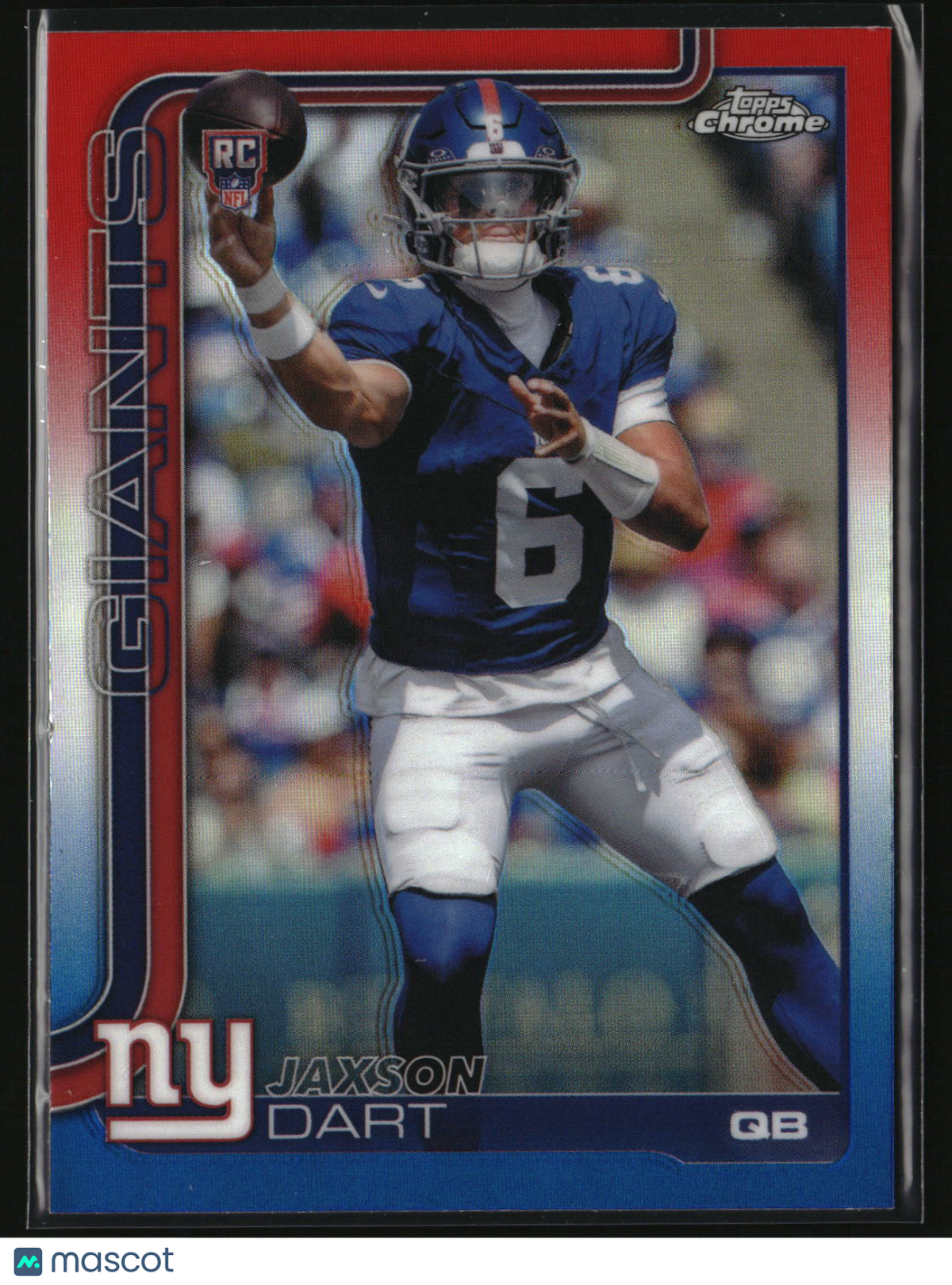 Jaxson Dart 2025 Topps Chrome Red White and Blue Refractor #306