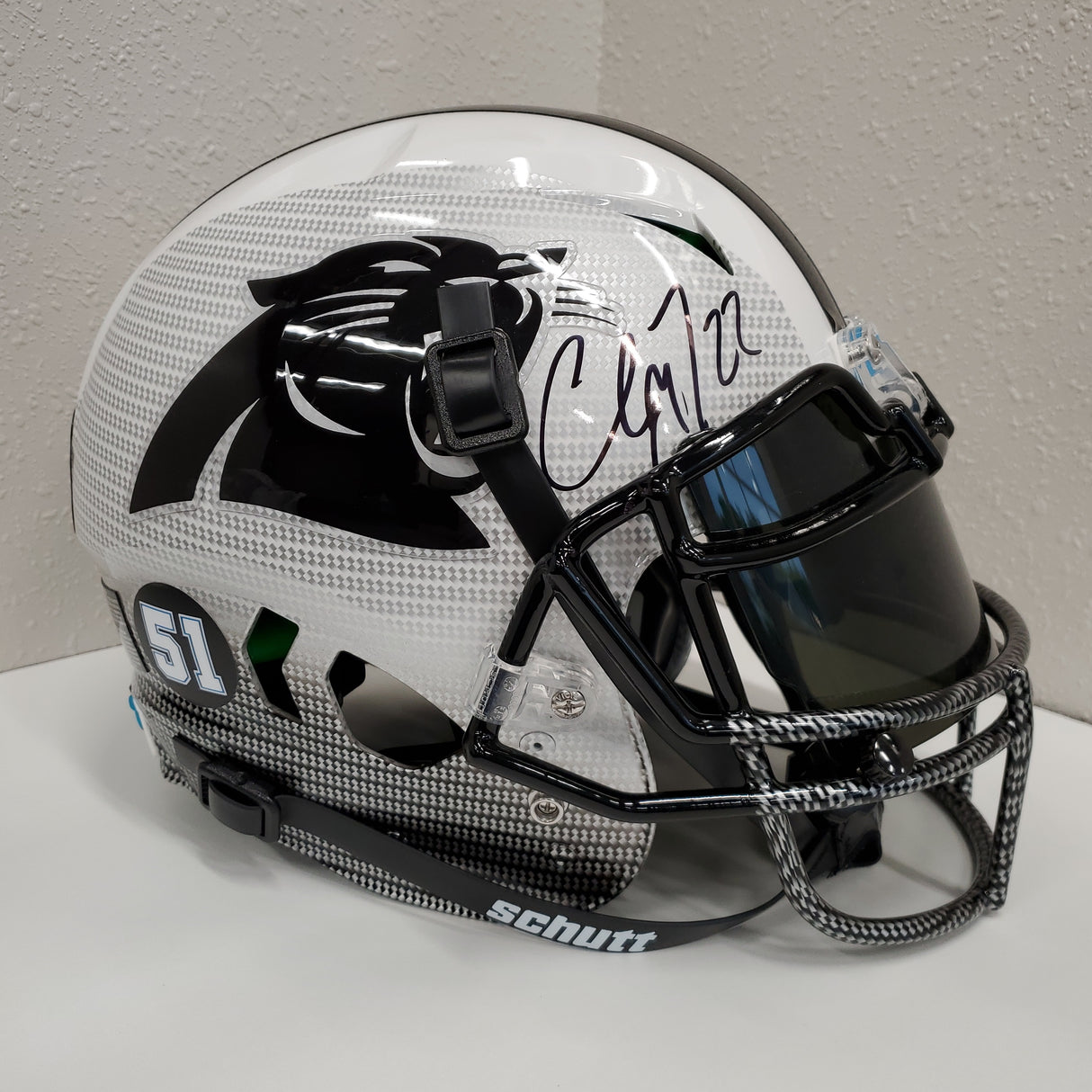 Christian McCaffery Autographed Panthers Hydro Schutt Authentic
