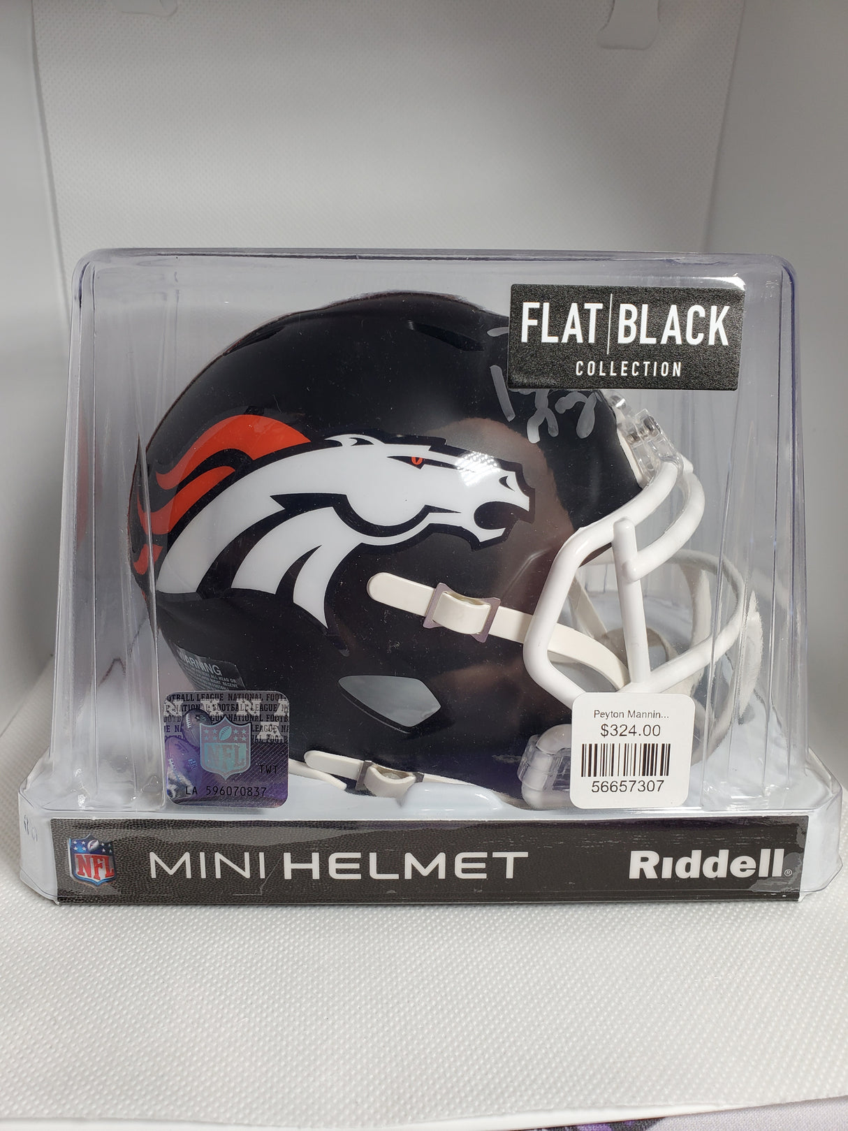 Peyton Manning Autographed Mini Helmet Broncos Matte Black
