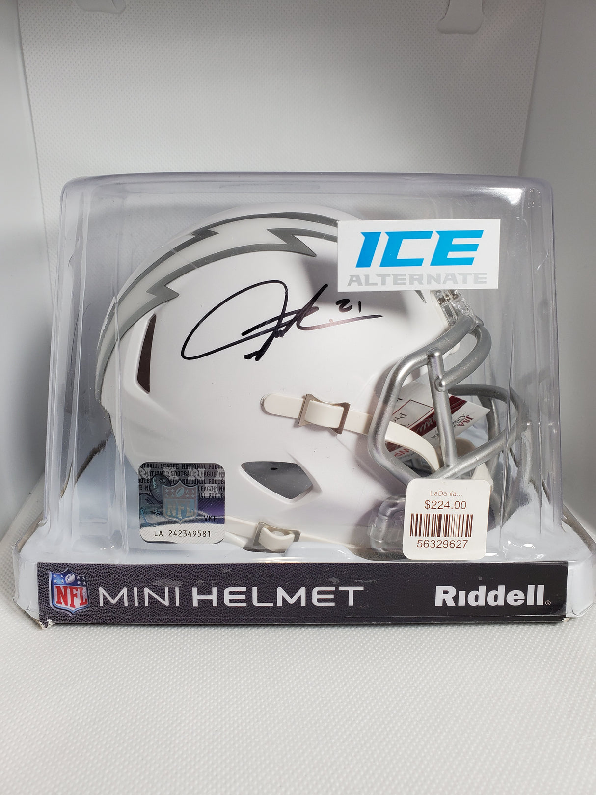 LaDanian Tomlinson Autographed Mini Helmet Chargers Ice