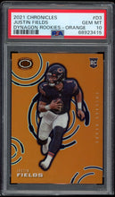 Load image into Gallery viewer, Justin Fields 2021 Panini Chronicles Dynagon Rookies #D3 Dynagon Rookies-Orange /75 PSA 10

