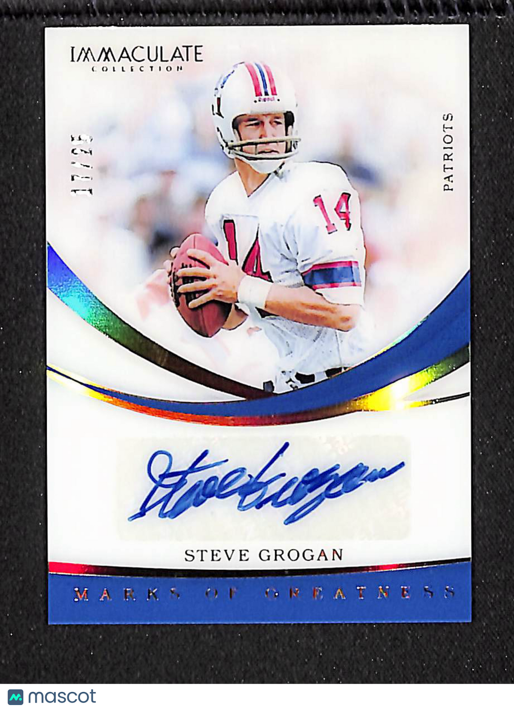 Steve Grogan 2019 Immaculate Collection Football Marks of Greatness #IMG-SG /25