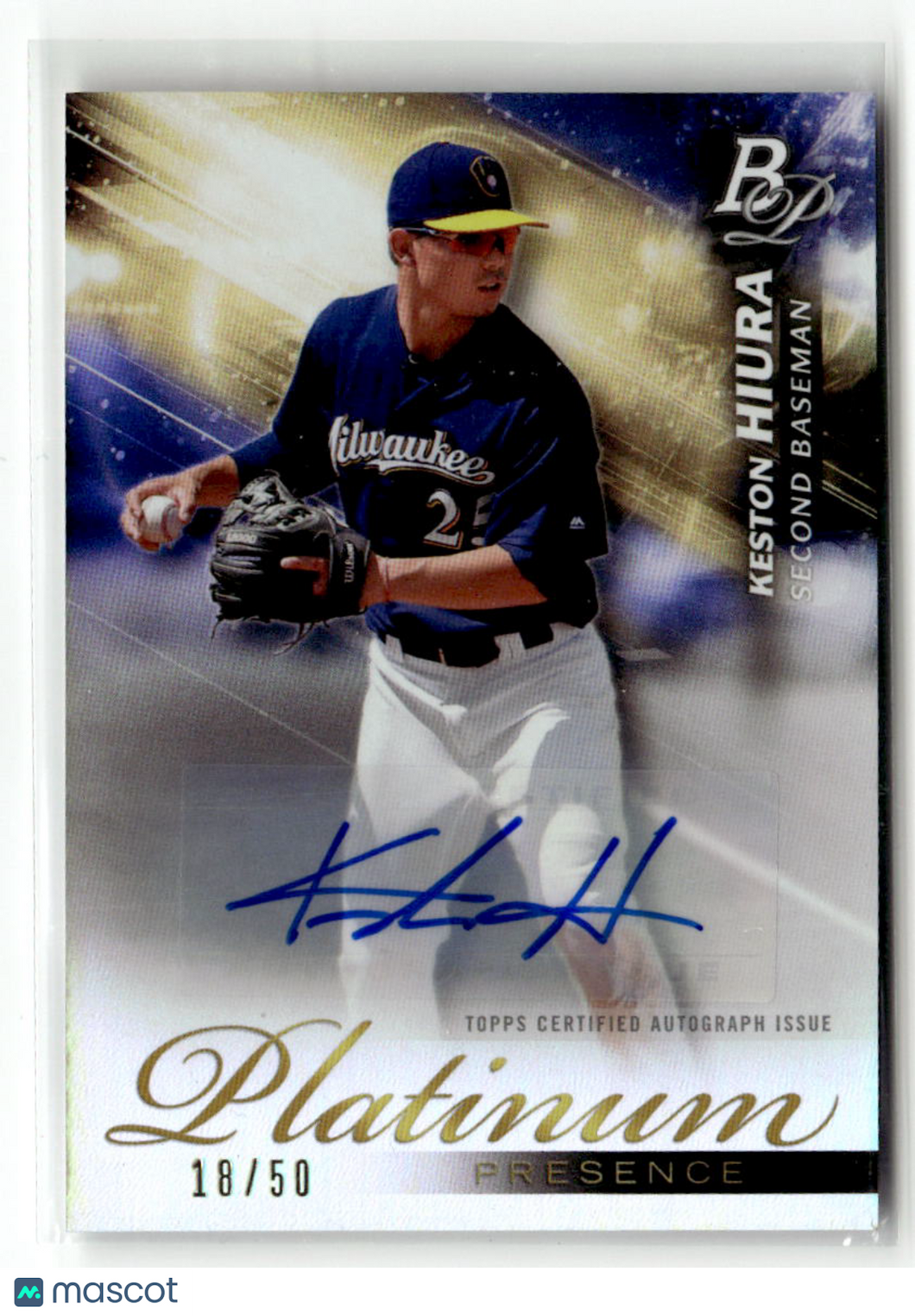 Keston Hiura 2018 Topps Bowman Platinum Presence Autographs #PP-3 18/50