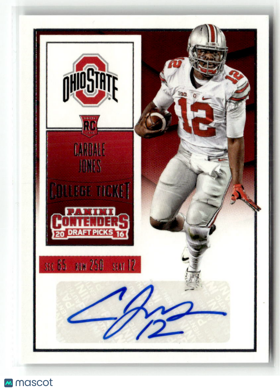 Cardale Jones 2016 Panini Contenders Draft Picks College Ticket Auto #109