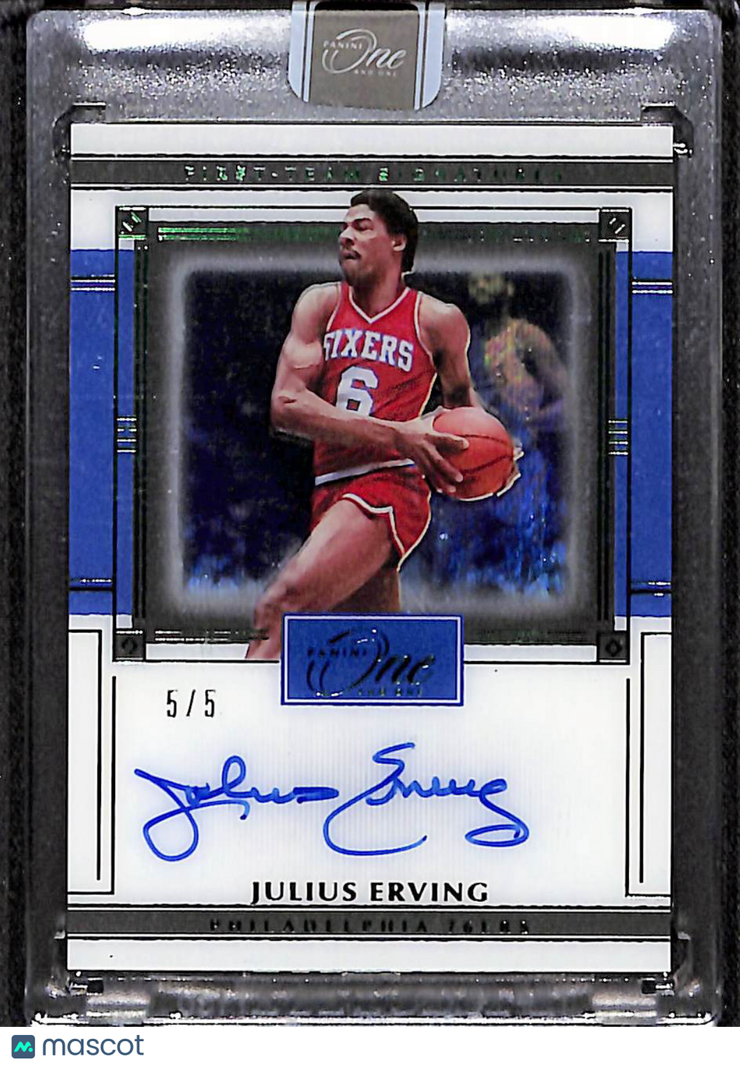 Julius Erving 2021-22 One and One First-Team Signatures Green #FTS-JLE 5/5