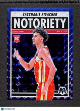 Load image into Gallery viewer, Zaccharie Risacher 2024-25 Panini Mosaic Notoriety Blue #10 /199
