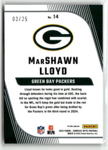 Load image into Gallery viewer, MarShawn Lloyd 2024 Donruss Optic Rookie Primary Colors Black Pandora #14 /25
