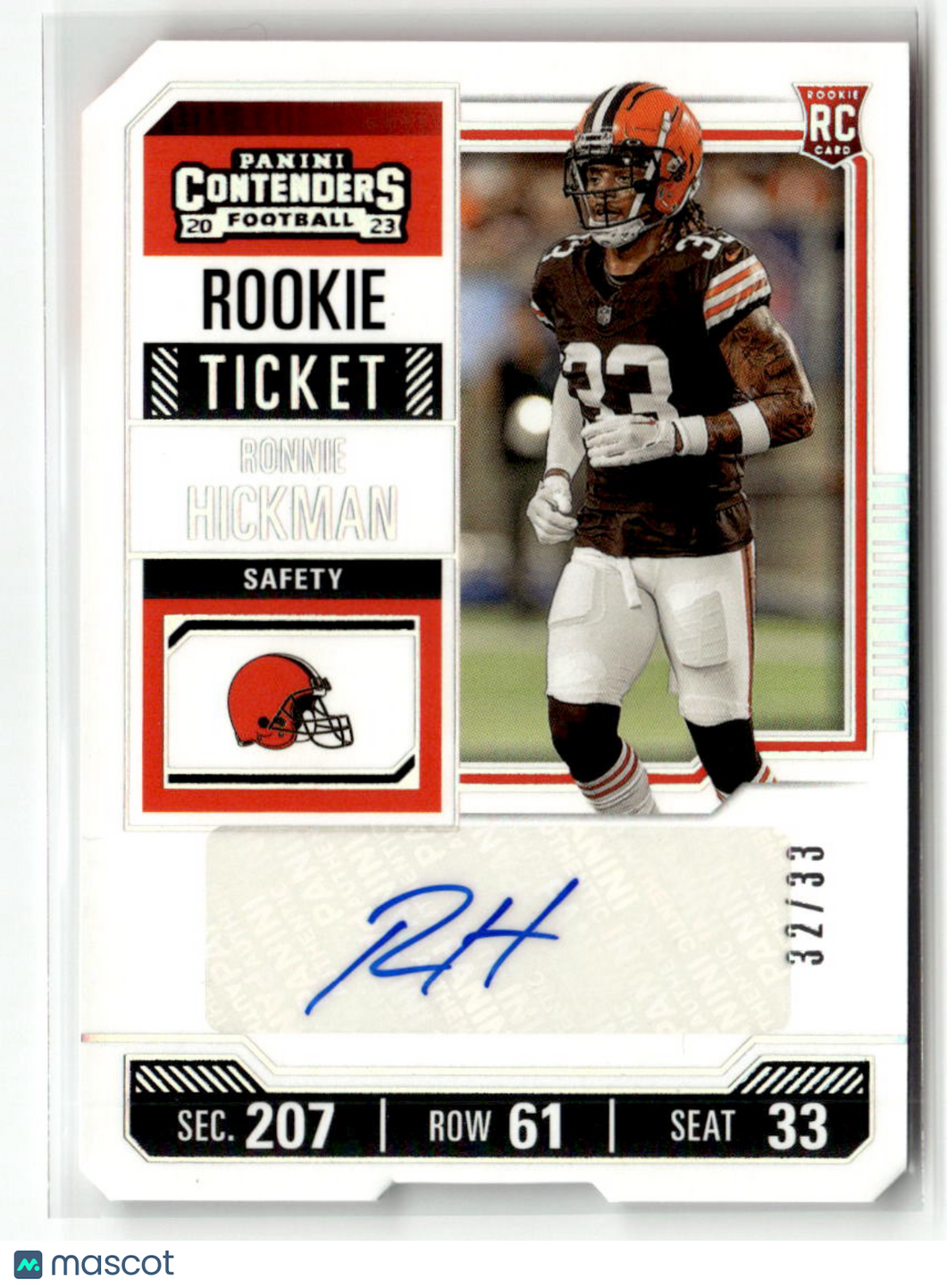 Ronnie Hickman 2023 Panini Contenders Rookie Ticket #299 /33