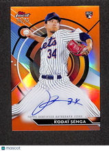 Load image into Gallery viewer, Kodai Senga 2023 Topps Finest Autographs Orange Refractor #FA-KSA /25
