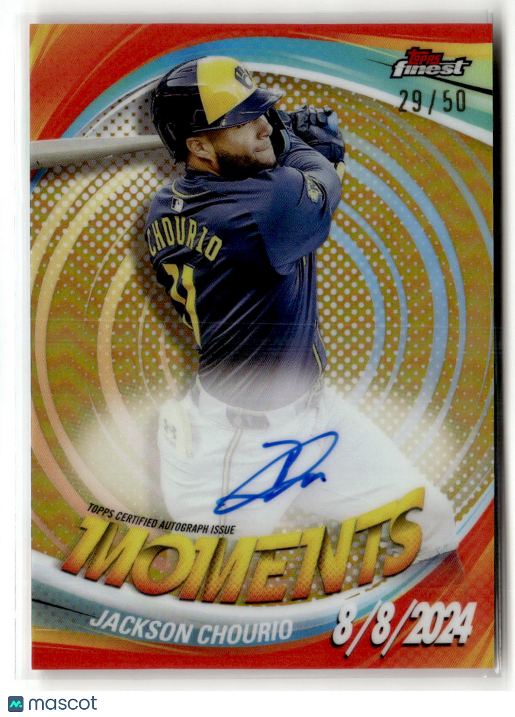Jackson Chourio 2025 Topps Finest Moments Autographs Gold #FMA-JCH /50
