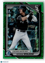 Load image into Gallery viewer, George Wolkow 2024 Bowman Chrome Prospects Green Shimmer Refractors #BCP-144 /99
