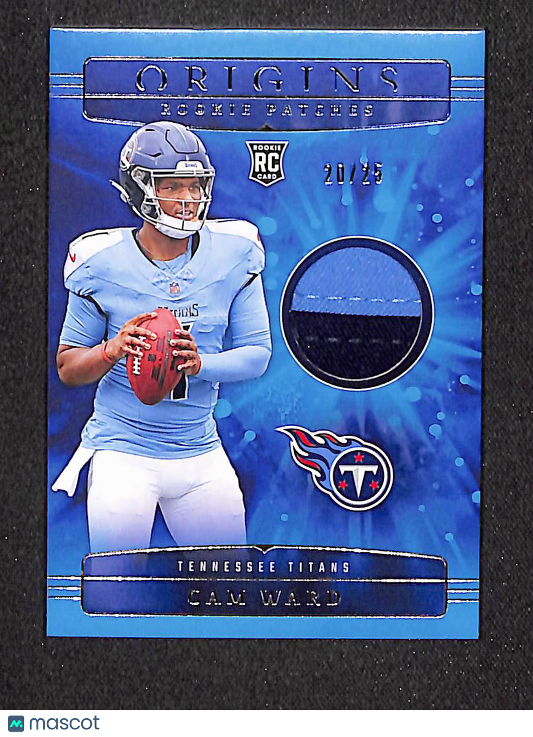 Cam Ward 2025 Panini Origins Rookie Patches Turquoise #RPH-CWD 20/25