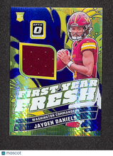 Load image into Gallery viewer, Jayden Daniels 2024 Donruss Optic Football First Year Fresh Prizm #FYF-JDS
