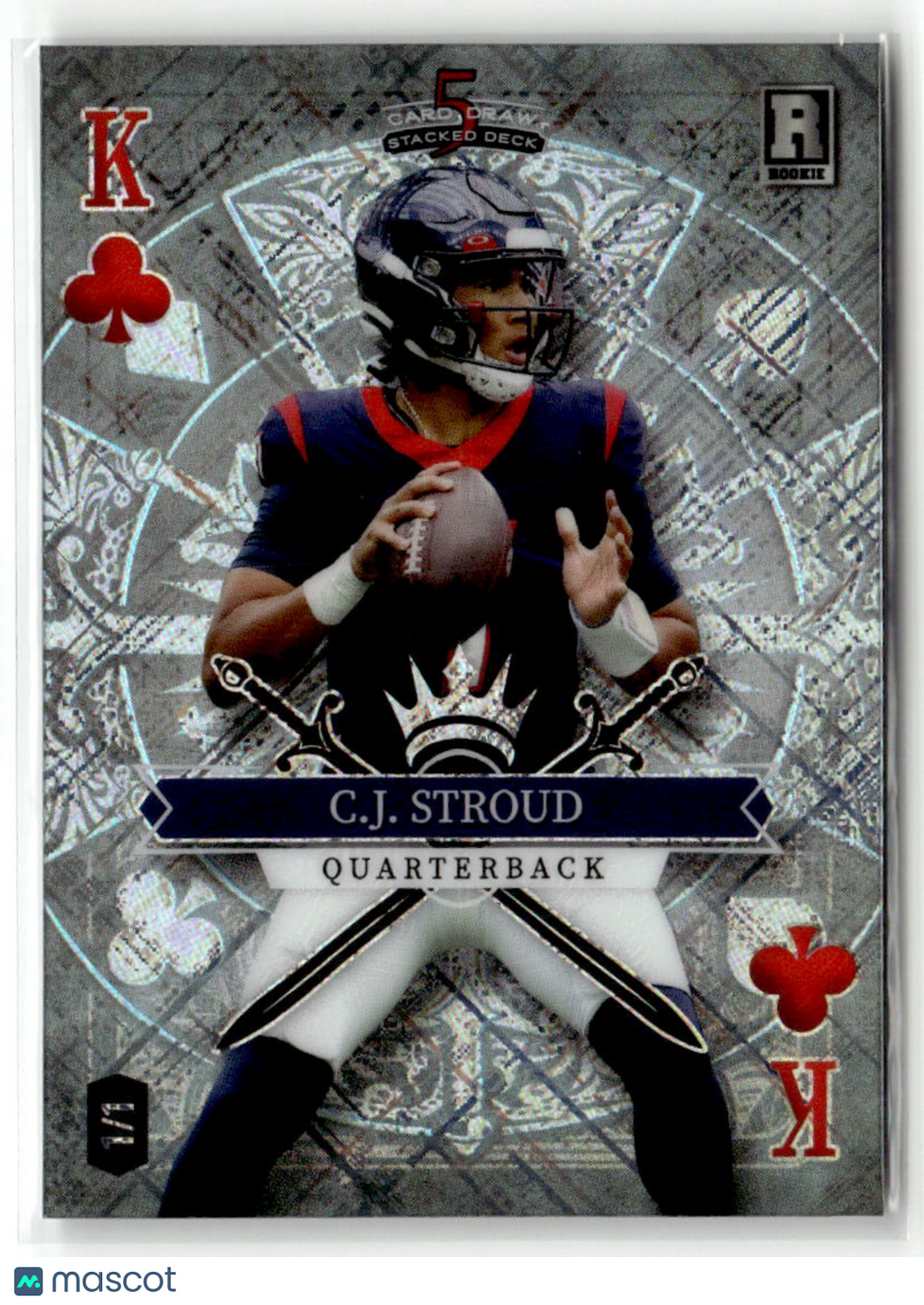 C.J. Stroud 2023 Wild Card 5 Card Draw SingleKing Sparkles Foil Board #SD-CS 1/1