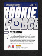 Load image into Gallery viewer, Tyler Warren 2025 Panini Absolute Football Rookie Force #RF-TWN RC Memorabilia
