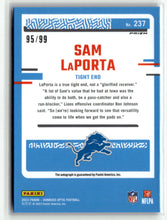 Load image into Gallery viewer, Sam LaPorta 2023 Panini Donruss Optic Football Blue Autographs #237 95/99
