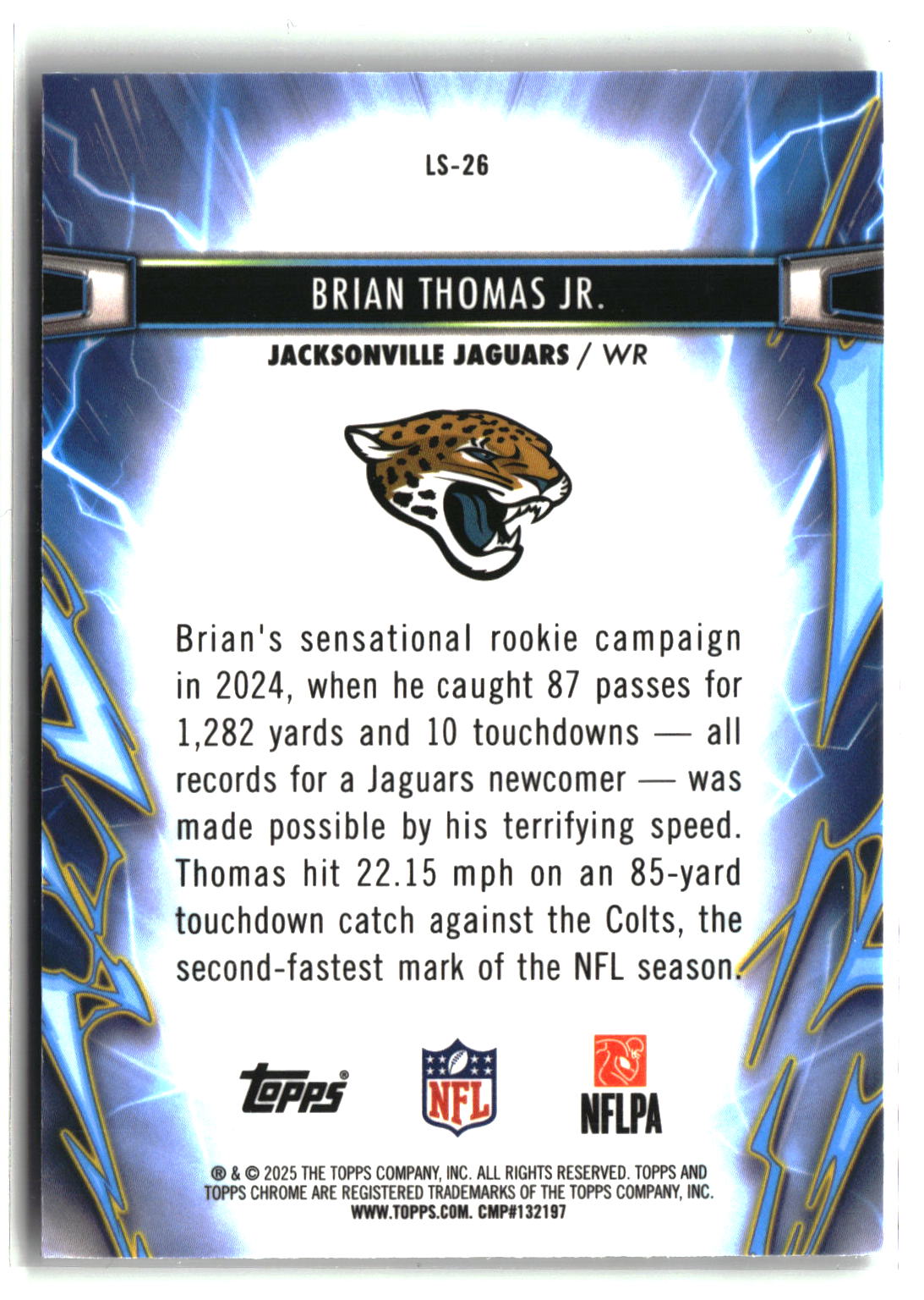 Brian Thomas Jr. 2025 Topps Chrome Light Speed #LS-26