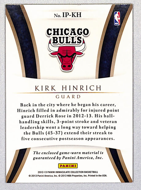 Kirk Hinrich 2013 Panini Immaculate Collection #IP-KH 11/26