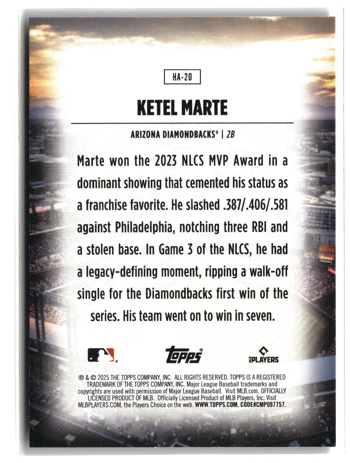 Ketel Marte 2025 Topps Home Field Advantage #HA-20