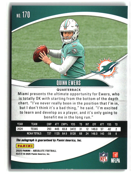 Quinn Ewers 2025 Panini Absolute Football #170