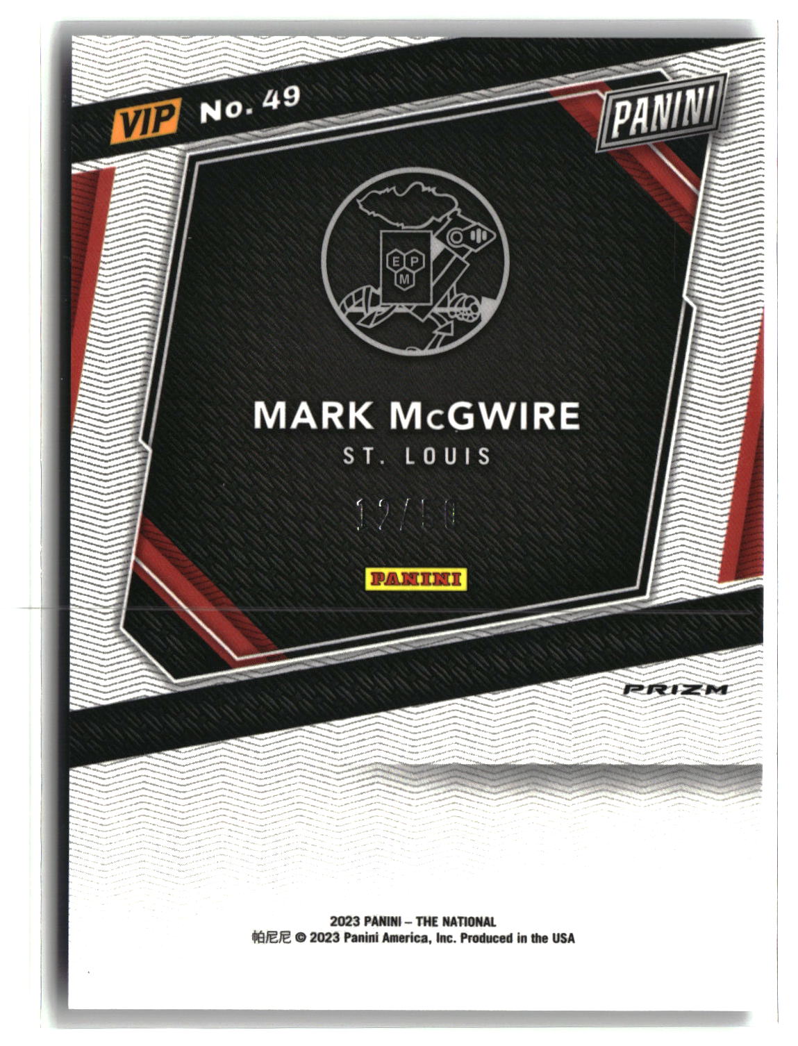 Mark McGwire 2023 Panini Prizm The National VIP Purple Mosaic #49 12/50