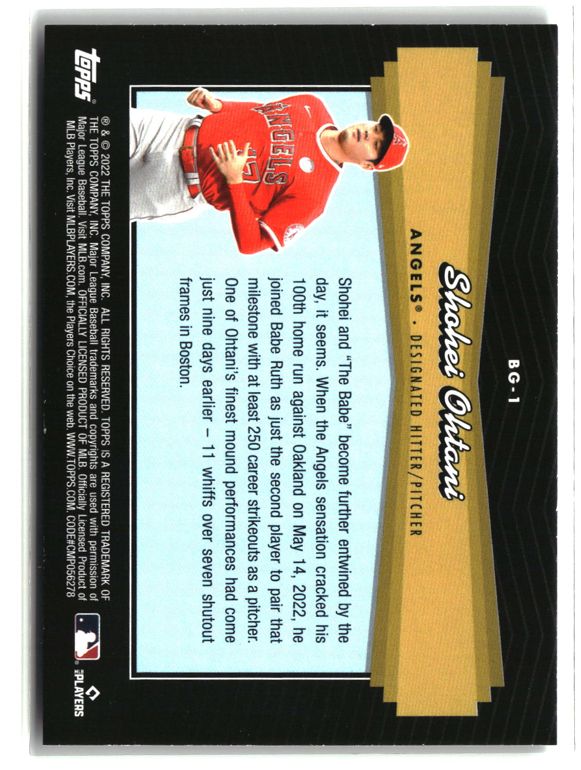 Shohei Ohtani 2022 Topps Black Gold #BG-1
