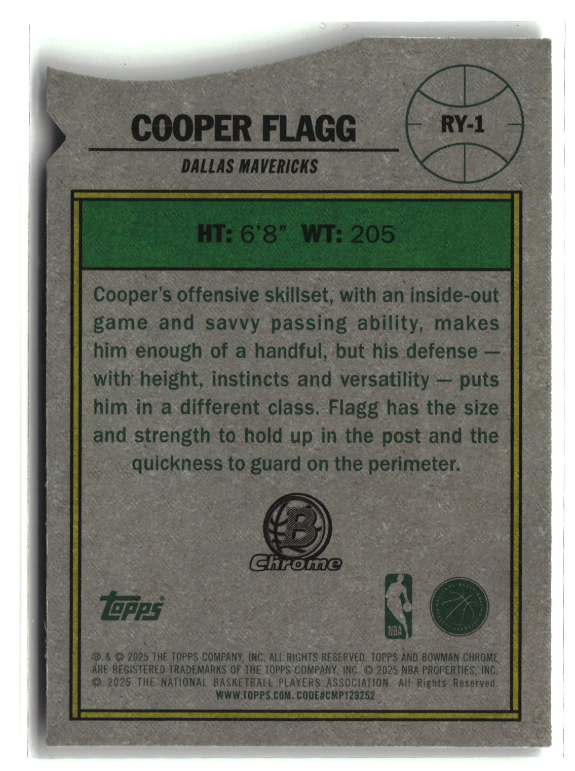 Cooper Flagg 2025 Bowman Chrome Rookie of the Year Favorites #RY-1