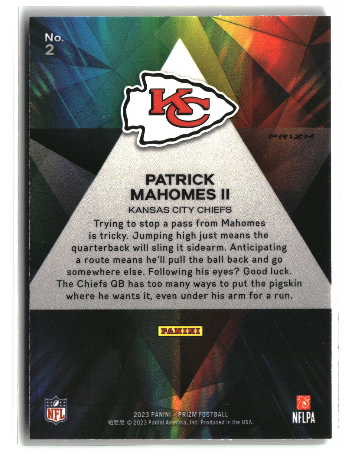 Patrick Mahomes II 2023 Panini Prizm Prizmatic Green #2