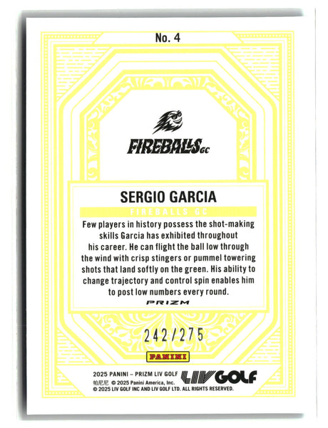 Sergio Garcia 2025 Panini Prizm LIV Golf Aces Teal #4 242/275