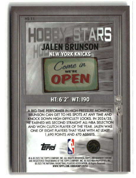 Jalen Brunson 2025 Bowman Chrome Hobby Stars #HS-11