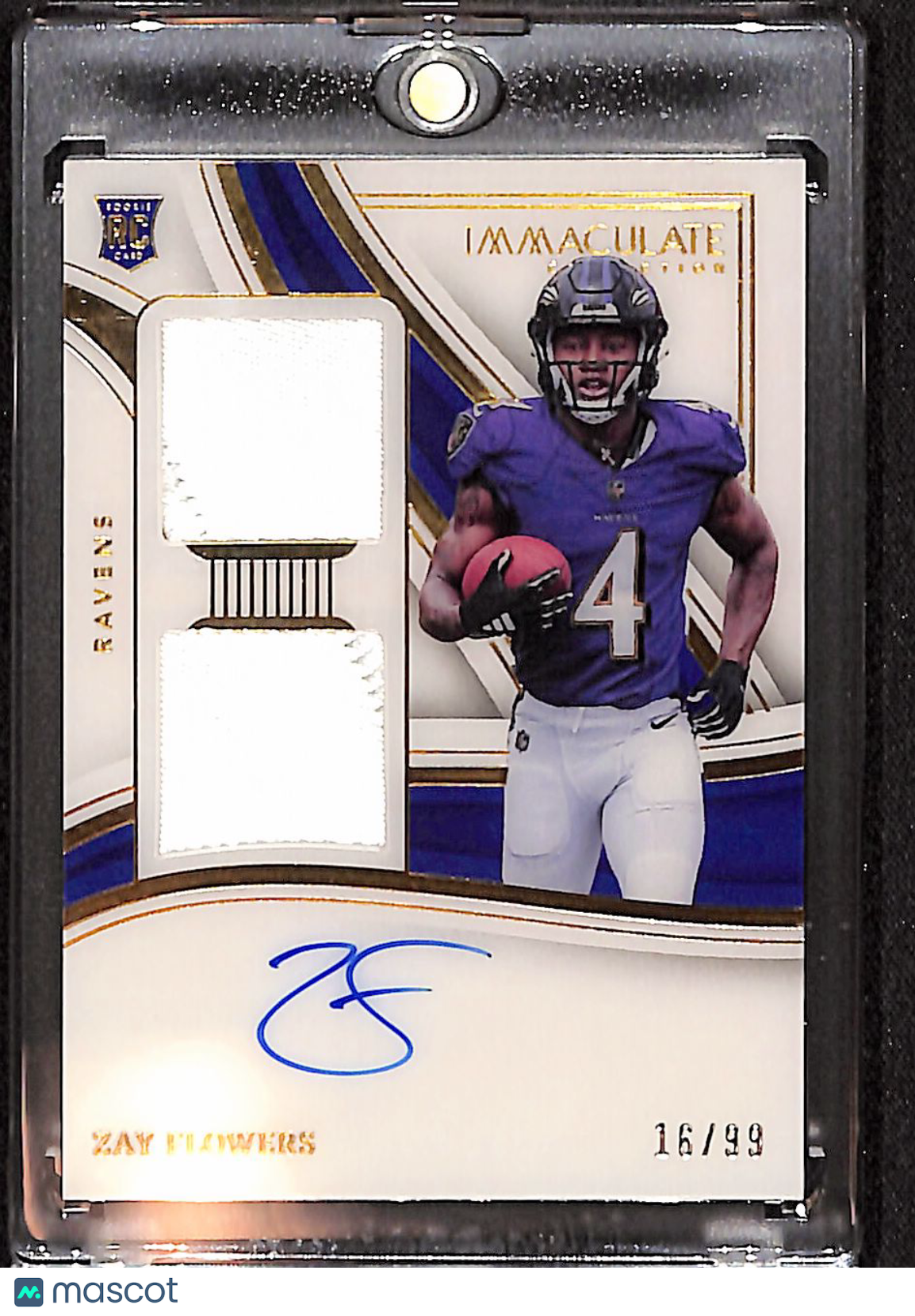 Zay Flowers 2023 Immaculate Collection Rookie Signature Dual Patch #SP-ZAY 16/99