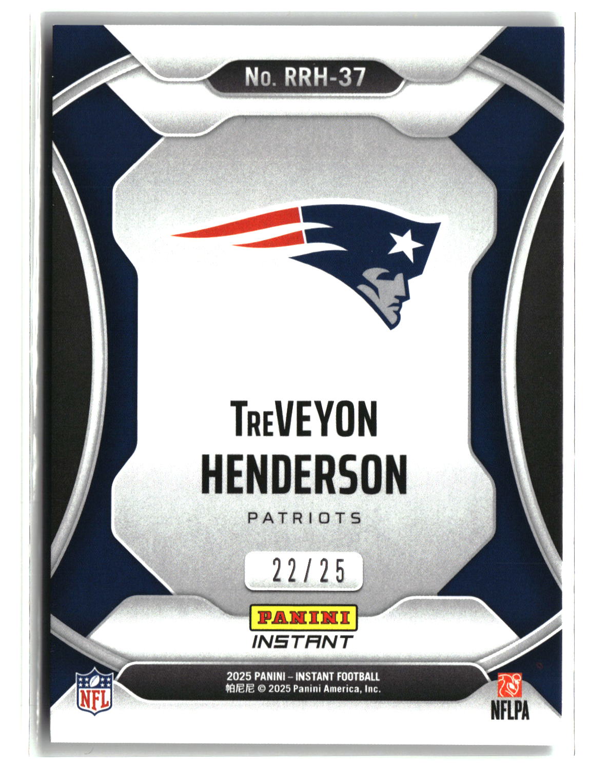 TreVeyon Henderson 2025 Panini Instant Football Rated Rookie Holo #RRH-37 22/25
