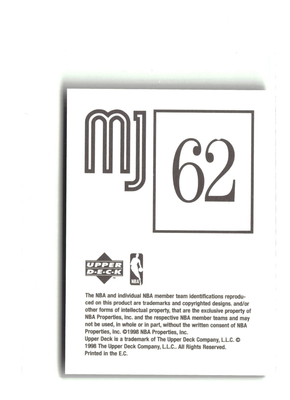 Michael Jordan 1998 Upper Deck MJ #62