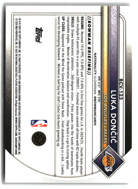 Luka Dončić 2025 Bowman Chrome Speckle Refractor #BCV-123 120/299