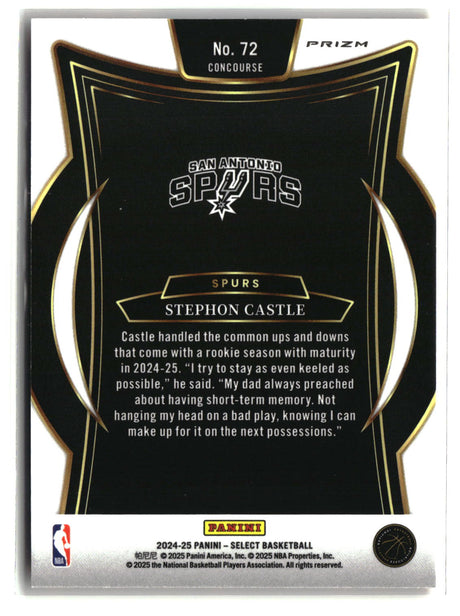 Stephon Castle 2025 Panini Select Concourse Orange Shock #72