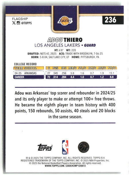 Adou Thiero 2025 Topps Flagship #236