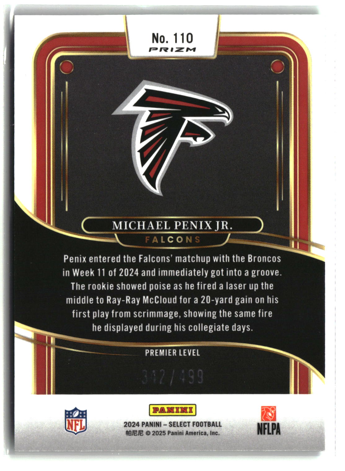 Michael Penix Jr. 2024 Panini Select Neon Green Prizm Shock #110 342/499