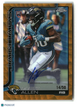 LeQuint Allen 2025 Topps Chrome Rookie Autographs Gold Wave Refractor RA-LEA /50