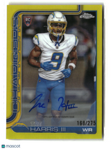 Tre Harris III 2025 Topps Chrome Rookie Autographs Yellow Refractor #RA-TH /275