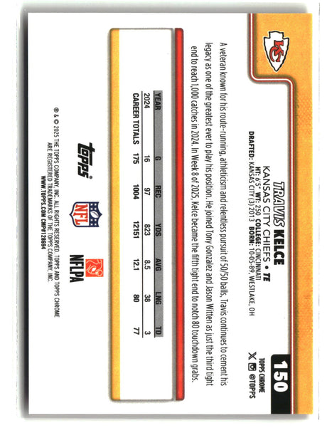 Travis Kelce 2025 Topps Chrome Shadow Etch Orange Refractor #150 3/25